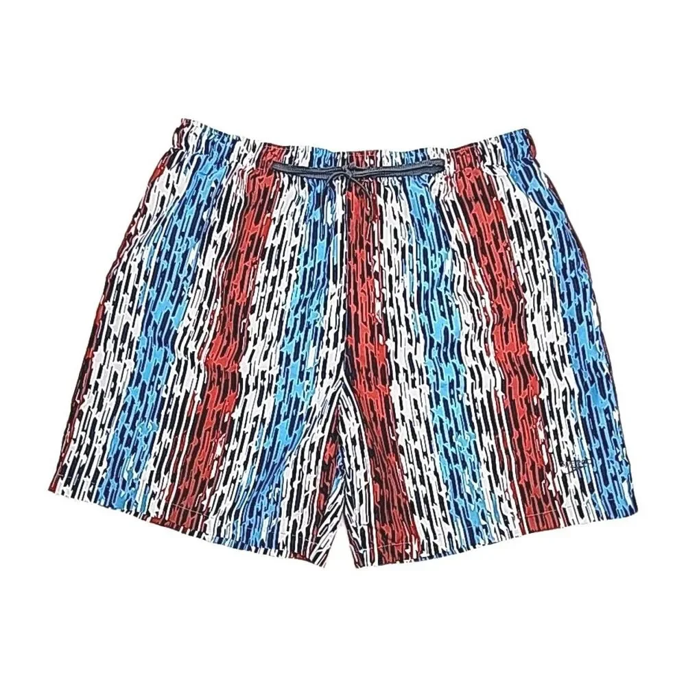 Speedo Swim Shorts Trunks Mesh Lined Men Sz XL Red White Blue Stars Stripes